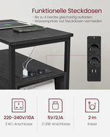 Beistelltisch mit Steckdosenleiste, anthrazitgrau von Songmics