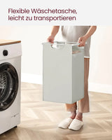 Wäschekorb mit 2 Fächern und Ablage, cremeweiss-mattweiss von Songmics