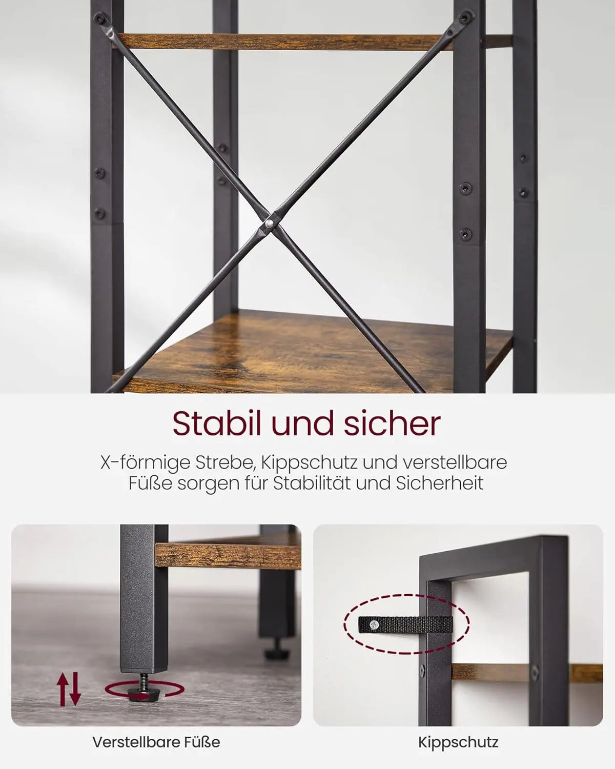 Regal Standregal mit 6 Ebenen Vintagebraun von Songmics