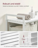 Wäschekorb mit 2 Fächern und Ablage, cremeweiss-mattweiss von Songmics