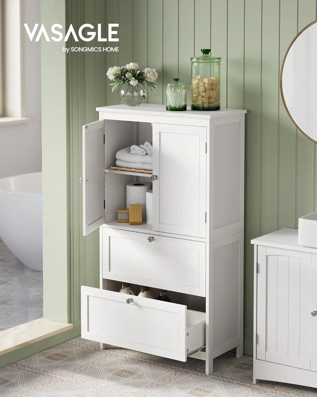 Badezimmerschrank mit Schubladen klassikweiss von Songmics