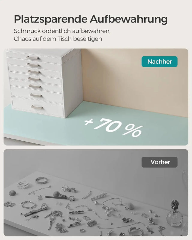 Schmuckkästchen mit Spiegel und Schubladen wolkenweiss von guteszeug.ch