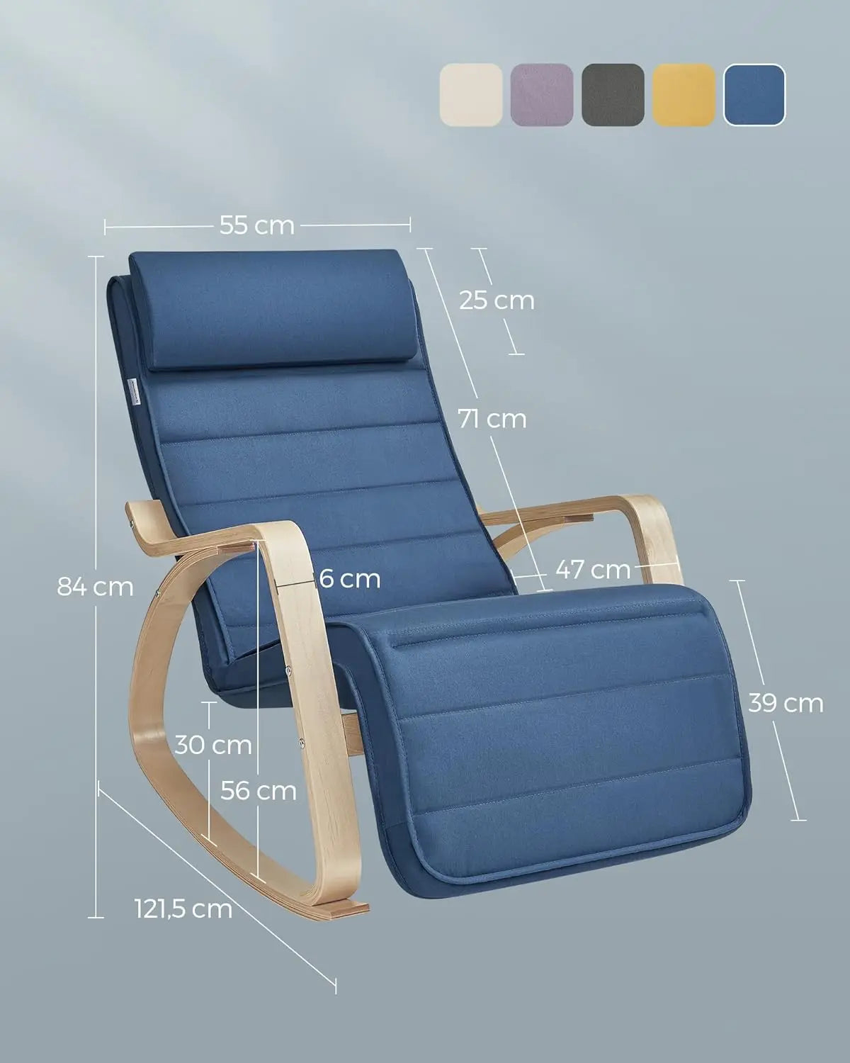 Schaukelstuhl Verstellbar Belastbar Wohnzimmer Mitternachtsblau von Songmics