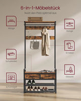 Garderobenständer mit Schuhbank Vintagebraun von Songmics