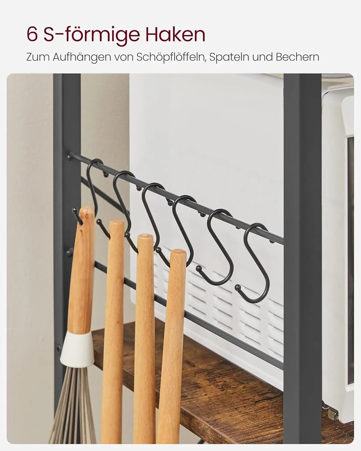 Küchenregal mit Metallkorb vintagebraun Metall von Songmics