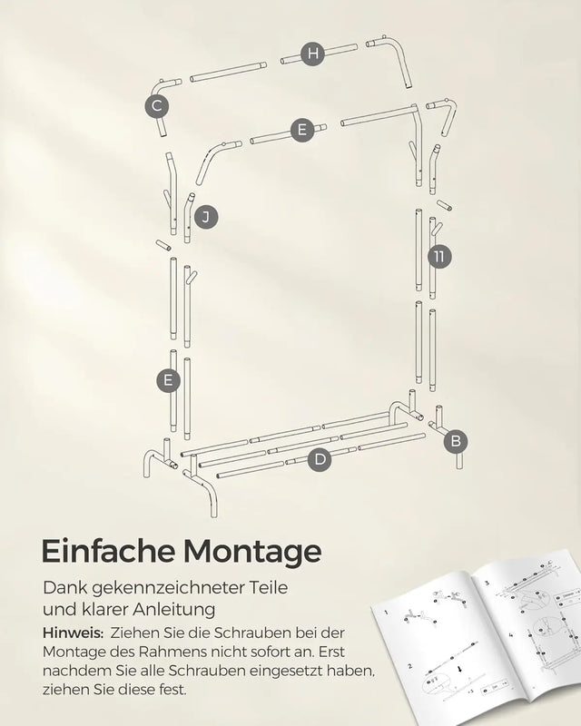 Kleiderständer auf Rollen Stahlrohre Silber von Songmics