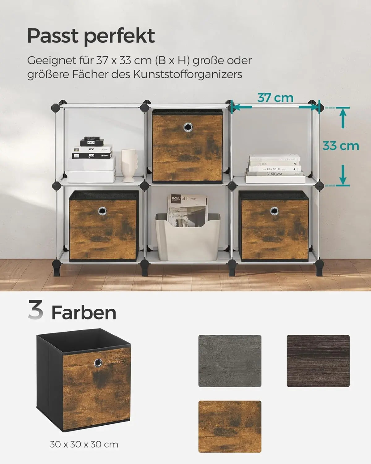 Aufbewahrungsbox 6er-Set faltbar vintagebraun Oxford-Gewebe von Songmics