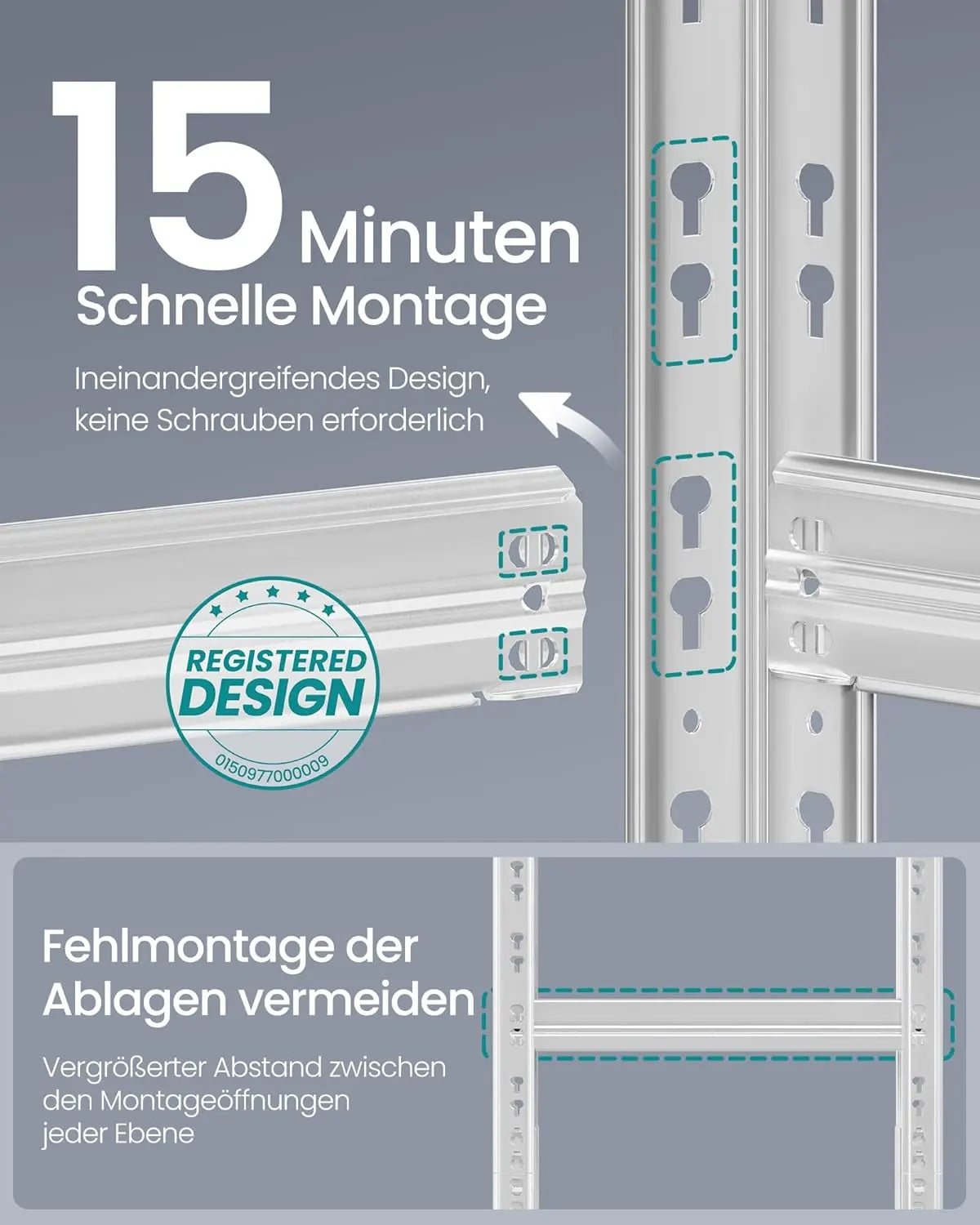 Schwerlastregal 875kg 2er-Set verzinkt silber Stahl von Songmics