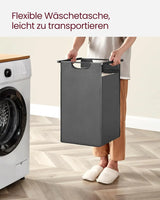 Wäschekorb mit 2 Fächern und Ablage, schiefergrau-vintagebraun von Songmics