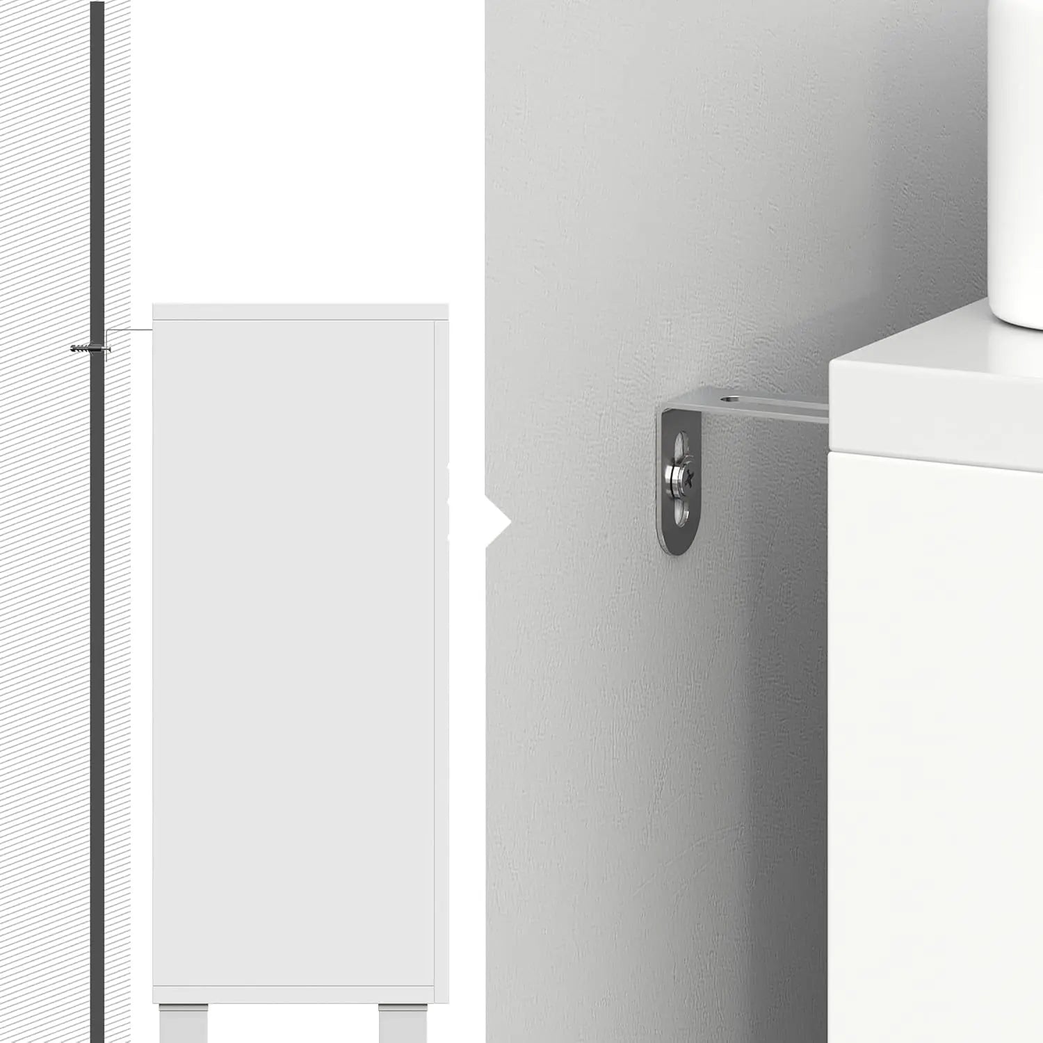 Badezimmerschrank Waschbeckenunterschrank Doppeltür weiss 60cm von Songmics