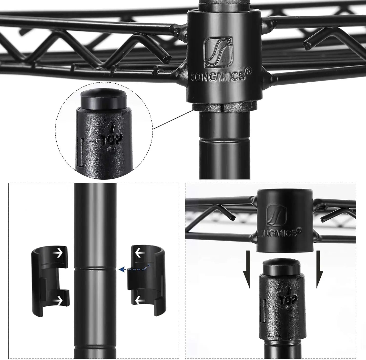 Badezimmerregal Metall erweiterbar schwarz-transparent von Songmics