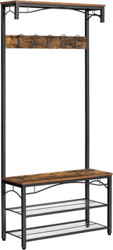 Garderobenständer mit Schuhregal und Bank Braun von Songmics