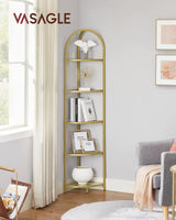 Eckregal 5 Ebenen Glasregal Gold von Songmics