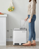 Mülleimer Küche Mülltrennsystem Softclose Wolkenweiss von Songmics