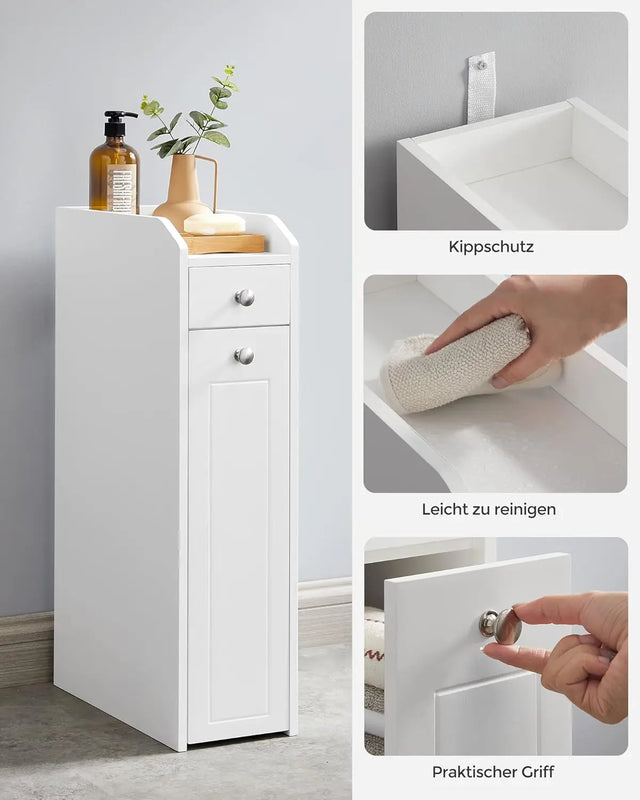 Badezimmerschrank schmal mit Schubladen weiss von Songmics