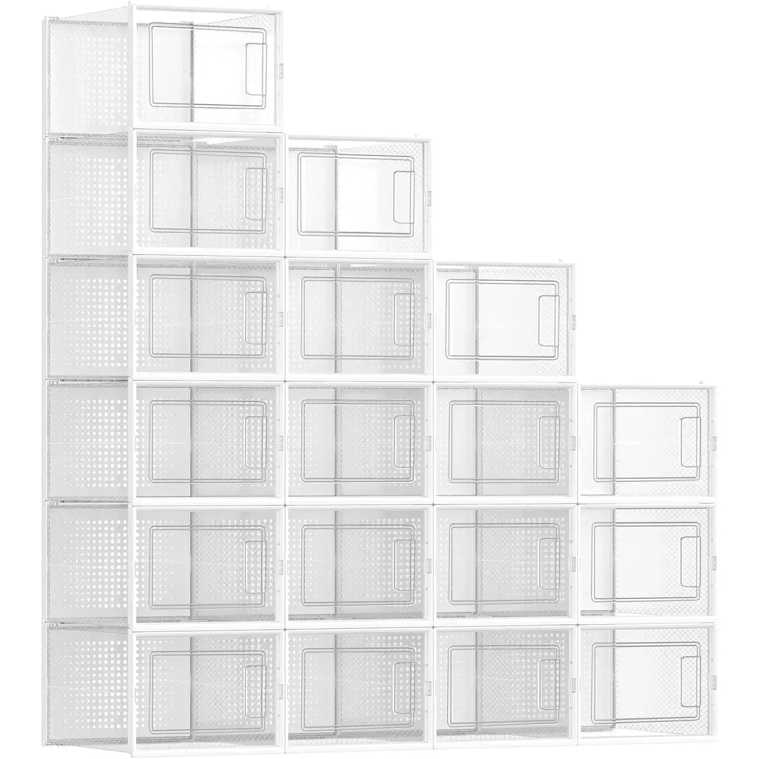 Schuhboxen faltbar stapelbar Kunststoff transparent-weiss von Songmics