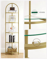 Eckregal 5 Ebenen Glasregal Gold von Songmics