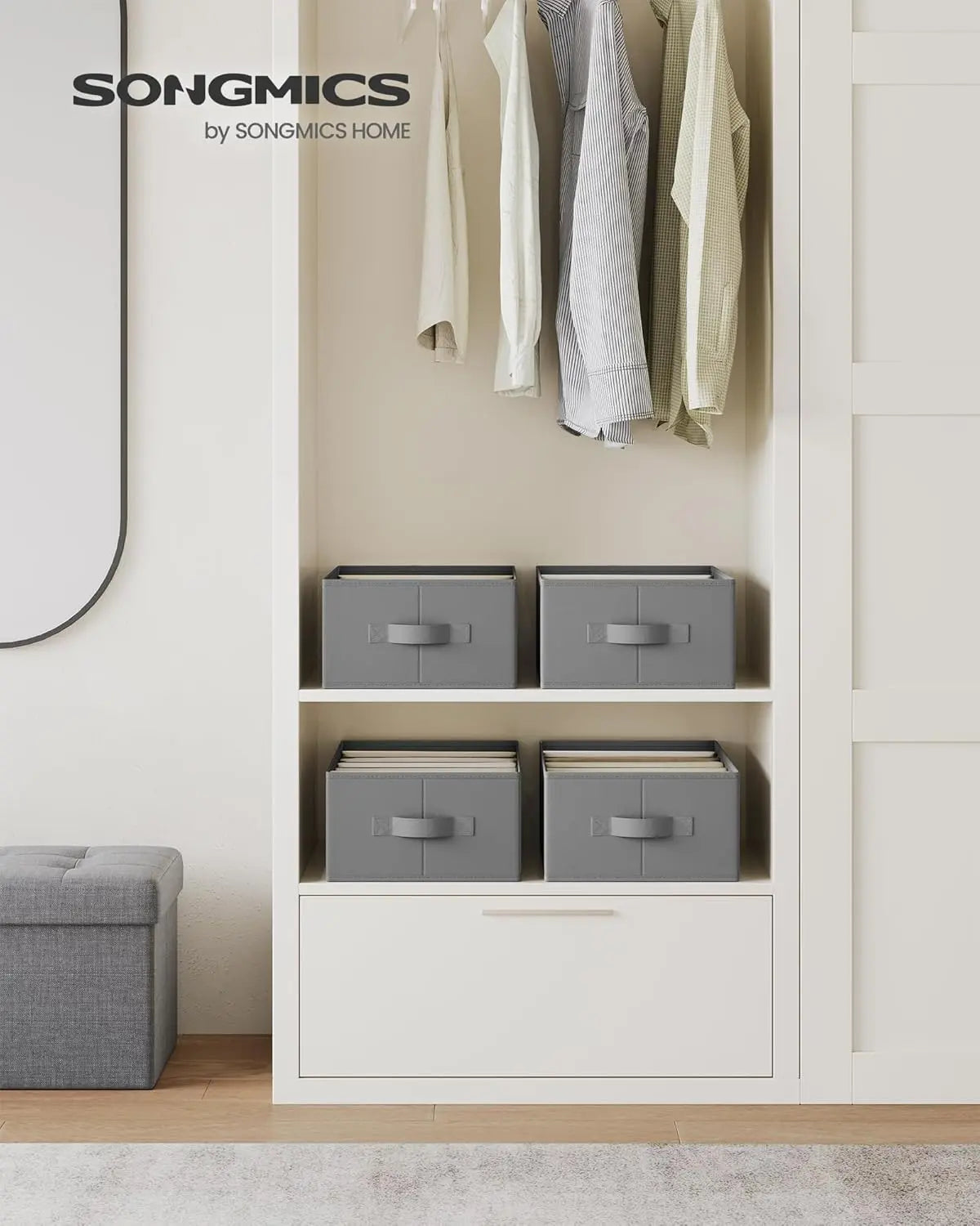 Schubladen-Organizer 4er-Set grau Stoff von Songmics