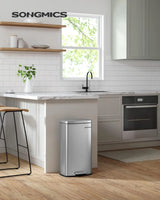 Mülleimer Küche 30L Softclose silbern von Songmics