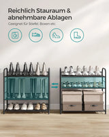 Schuhregal stapelbar für 16 Paar Schwarz von Songmics