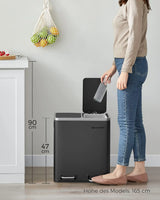 Mülleimer Küche Mülltrennsystem Softclose Tintenschwarz von Songmics