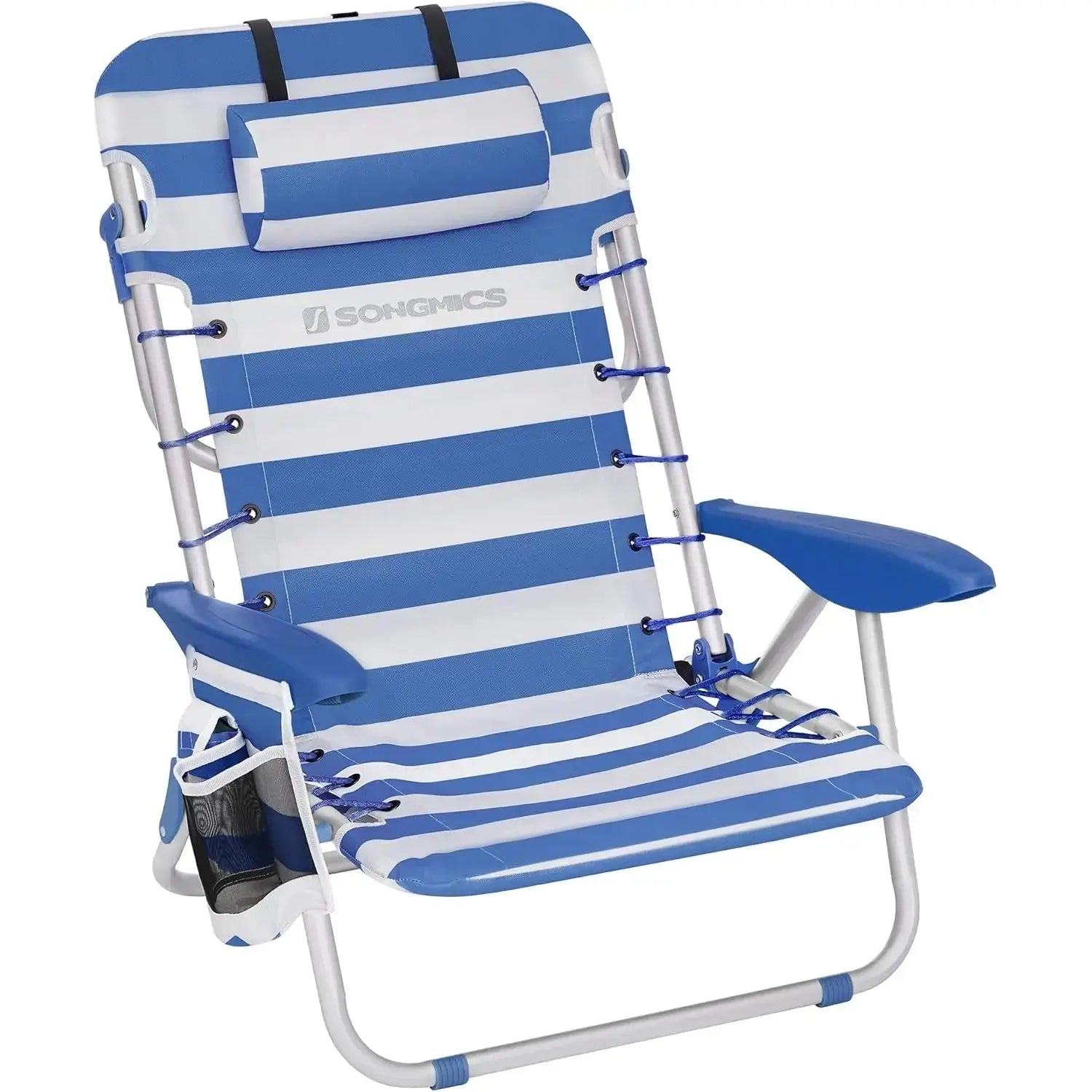 Campingstuhl faltbar verstellbar Blau Polyester von Songmics