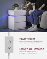 Nachttisch LED-Beleuchtung 3 Schubladen Weiss von Songmics