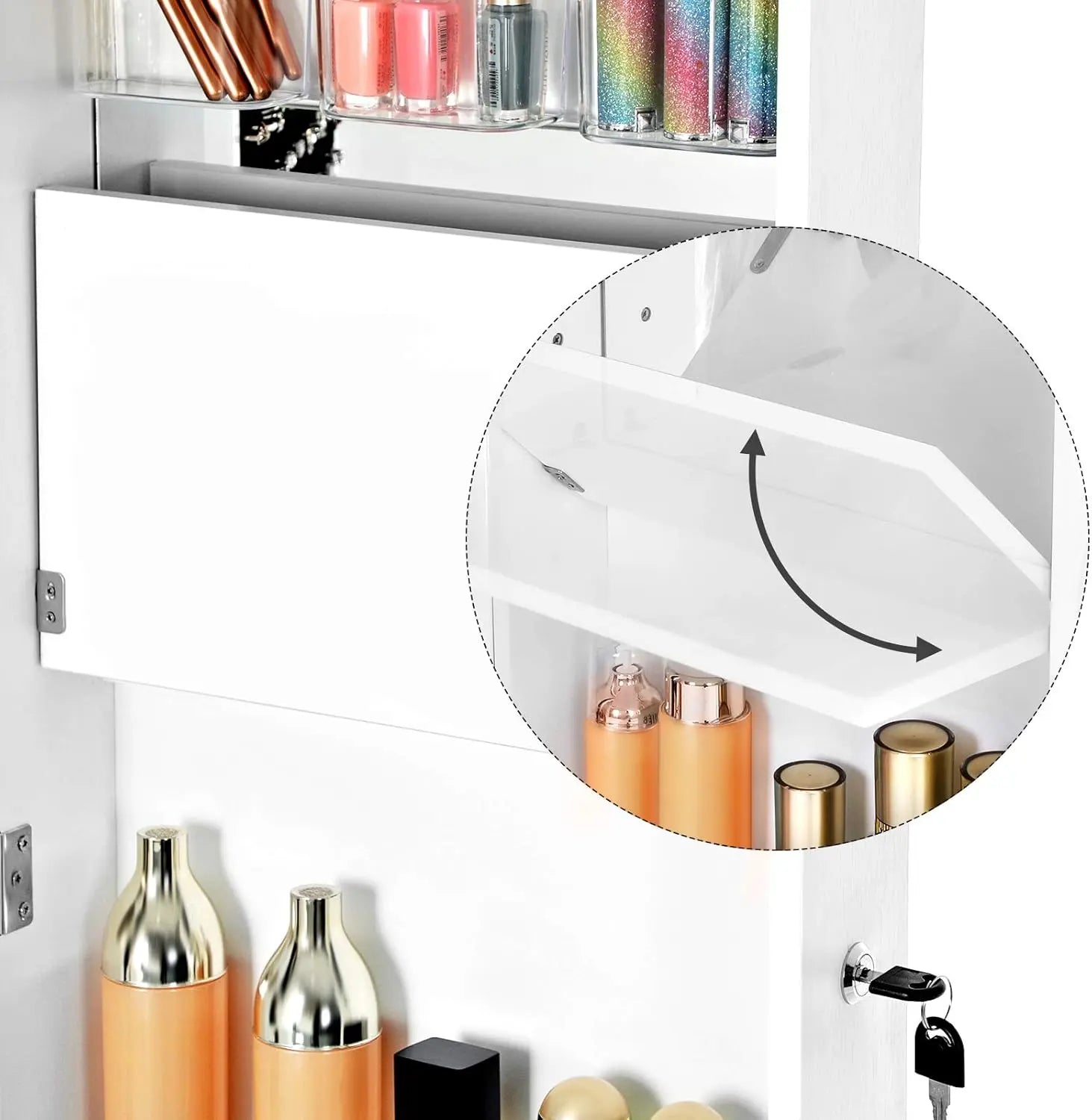 Schmuckschrank Spiegel abschliessbar weiss Holz von Songmics