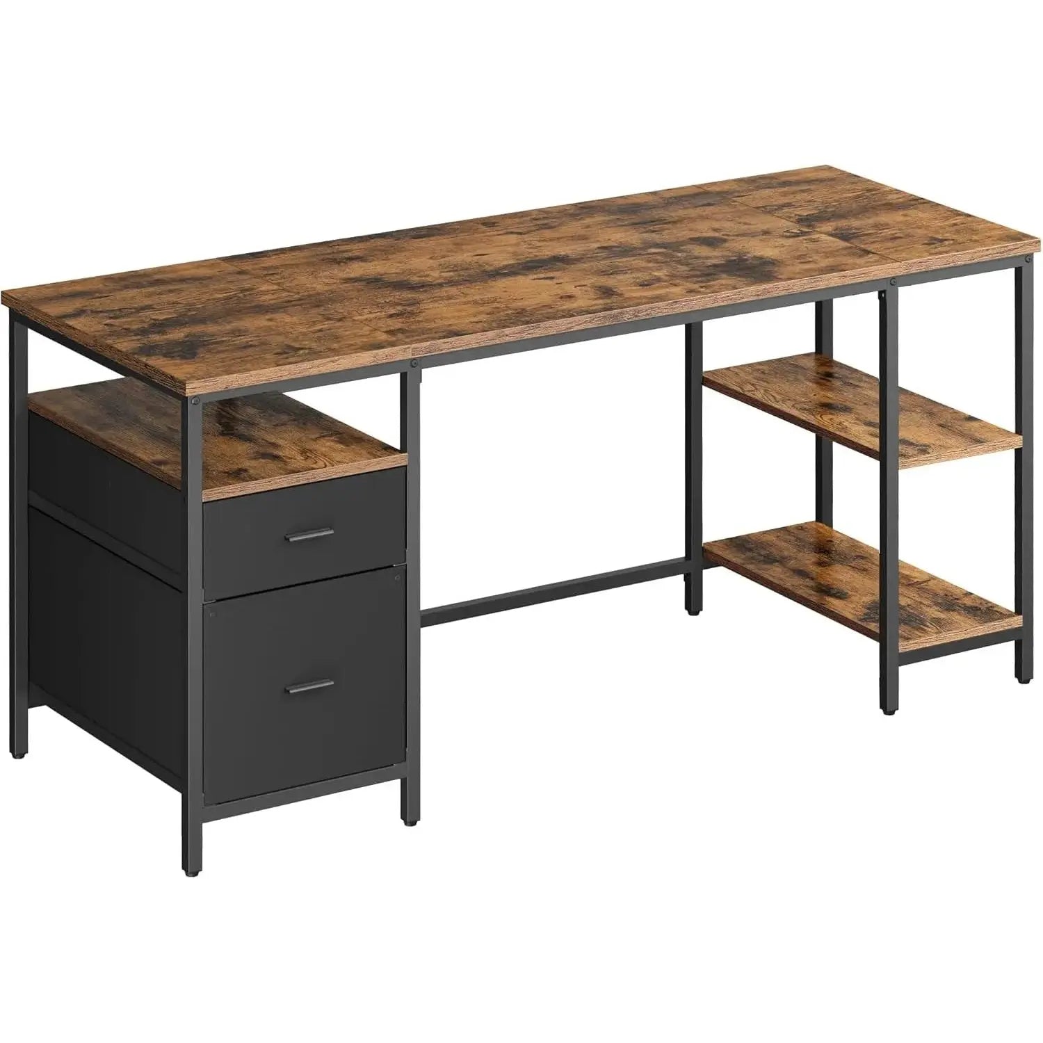 Schreibtisch 160cm Ablagen vintagebraun Holz von Songmics