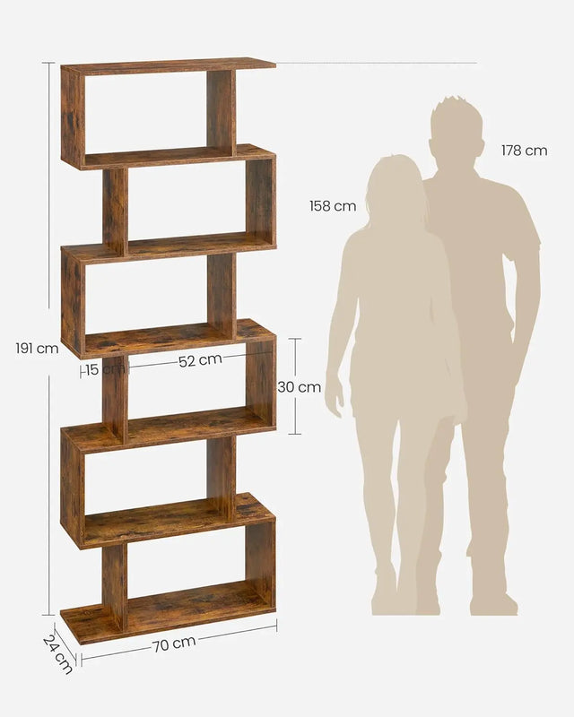 Bücherregal mit 6 Ebenen vintagebraun von guteszeug.ch
