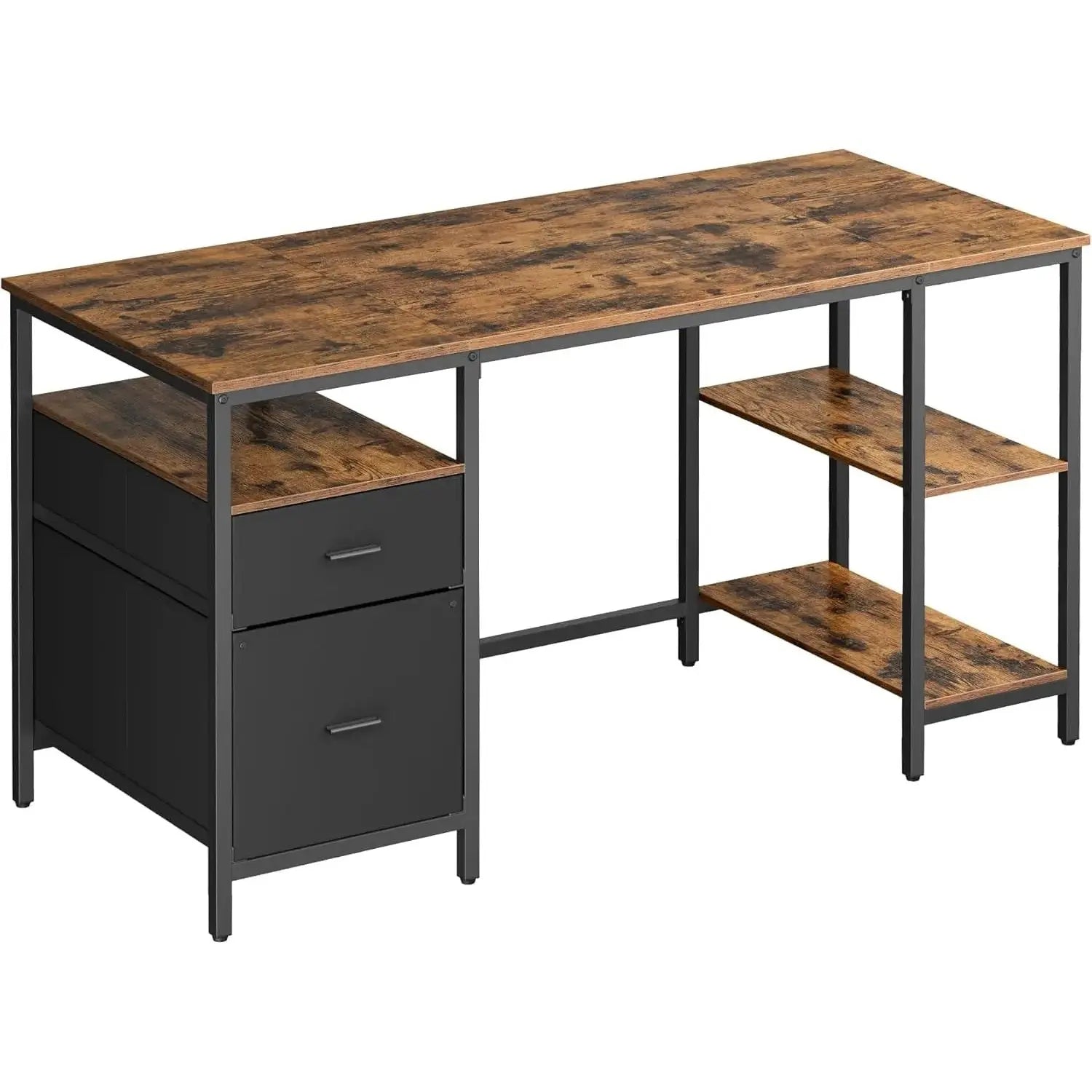 Schreibtisch 140cm Ablagen vintagebraun Holz von Songmics