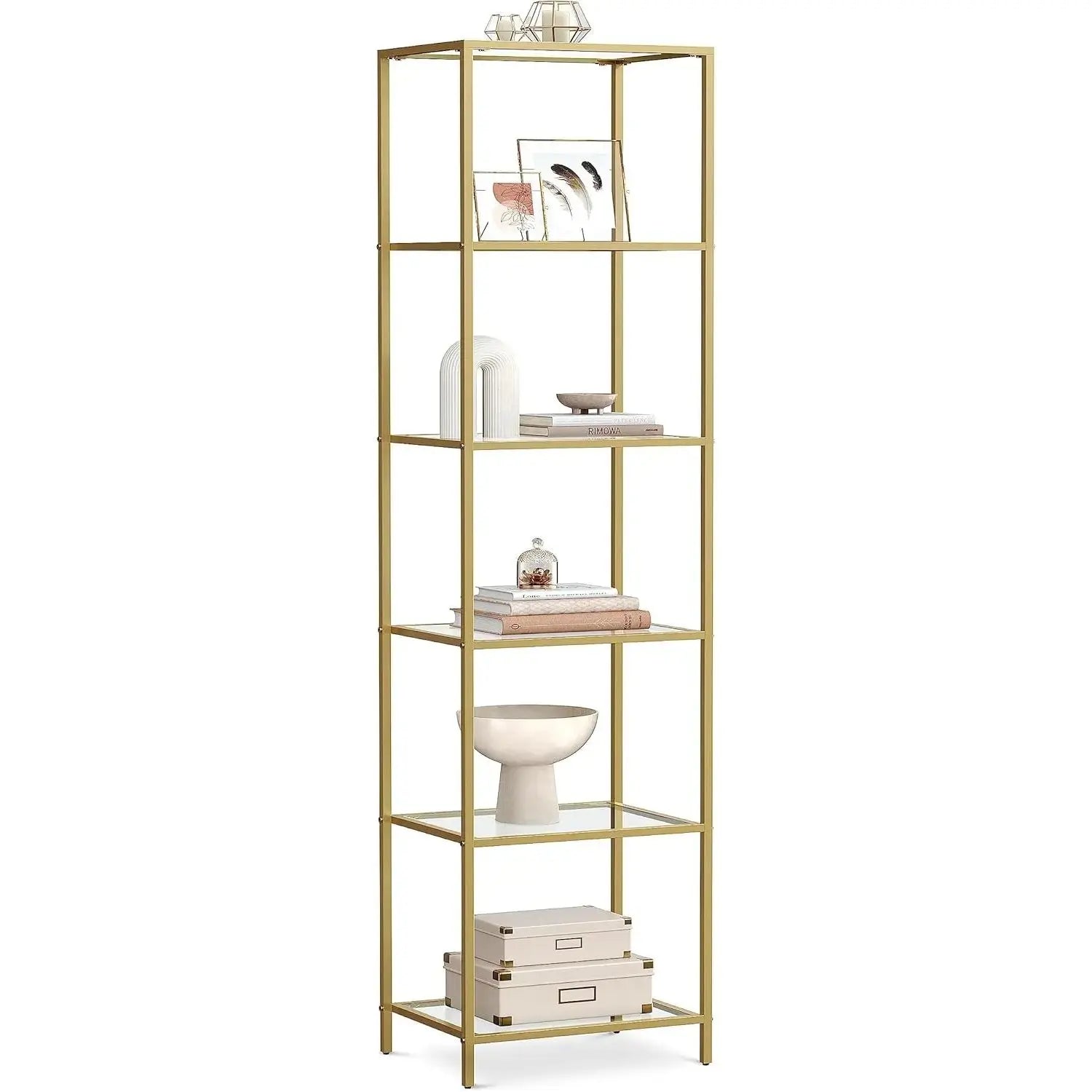 Regal mit 6 Ablagen Goldfarben von Songmics