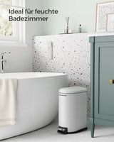 Abfalleimer Badezimmer 10L Stahl Wolkenweiss von Songmics