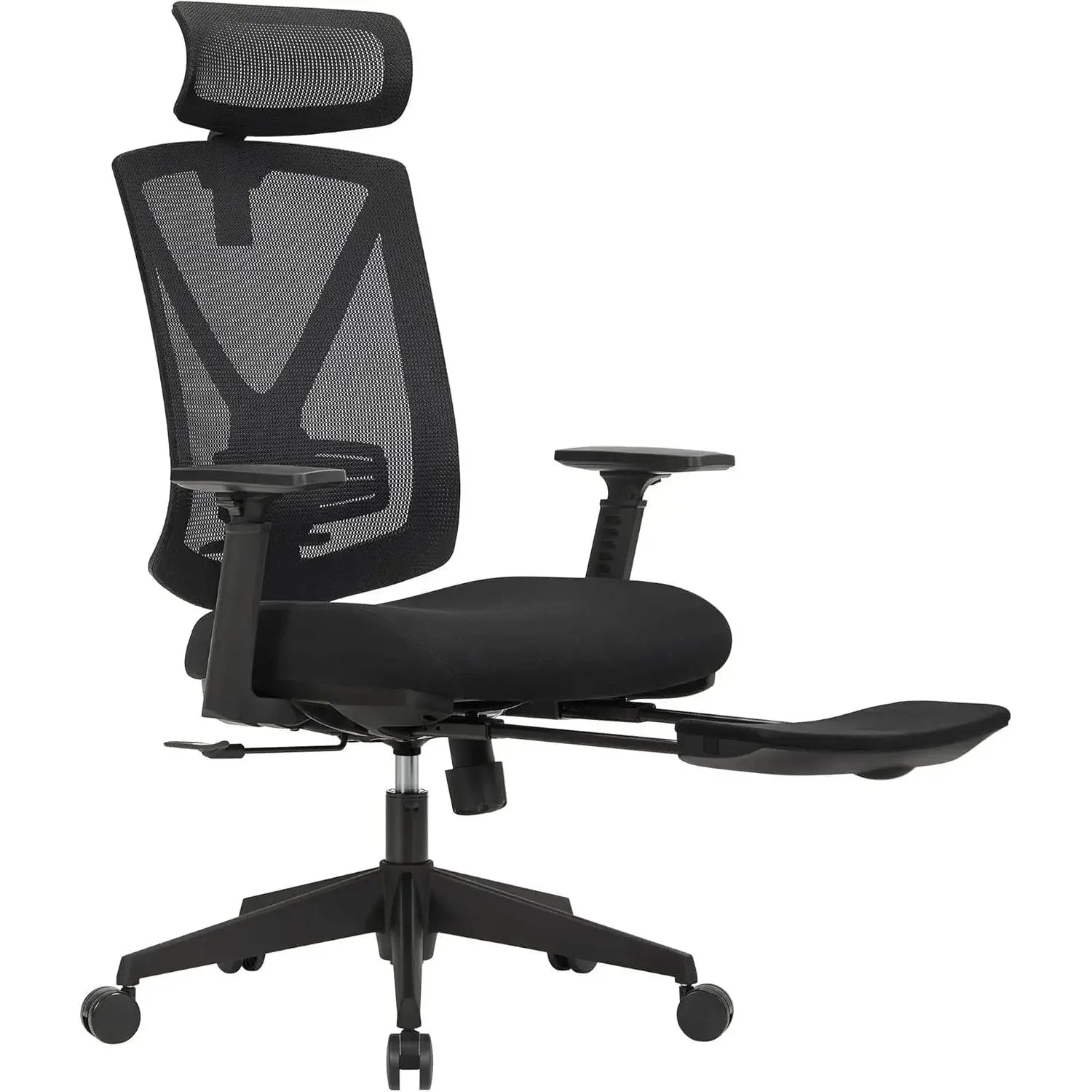 Bürostuhl Ergonomisch ausziehbare Fussstütze Verstellbar Belastbar Schwarz von Songmics