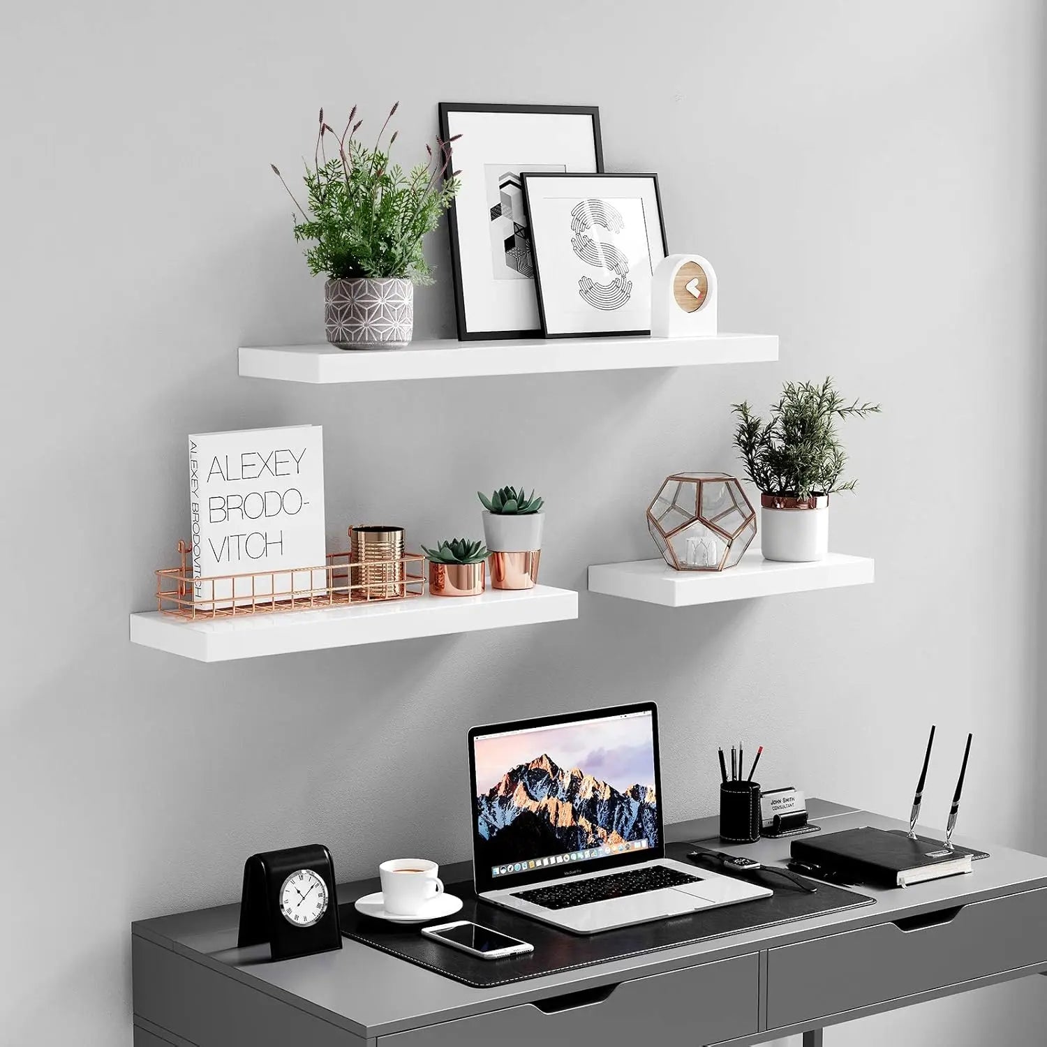 Wandregal MDF / Spanplatte Schweberegal Weiss 60cm von Songmics