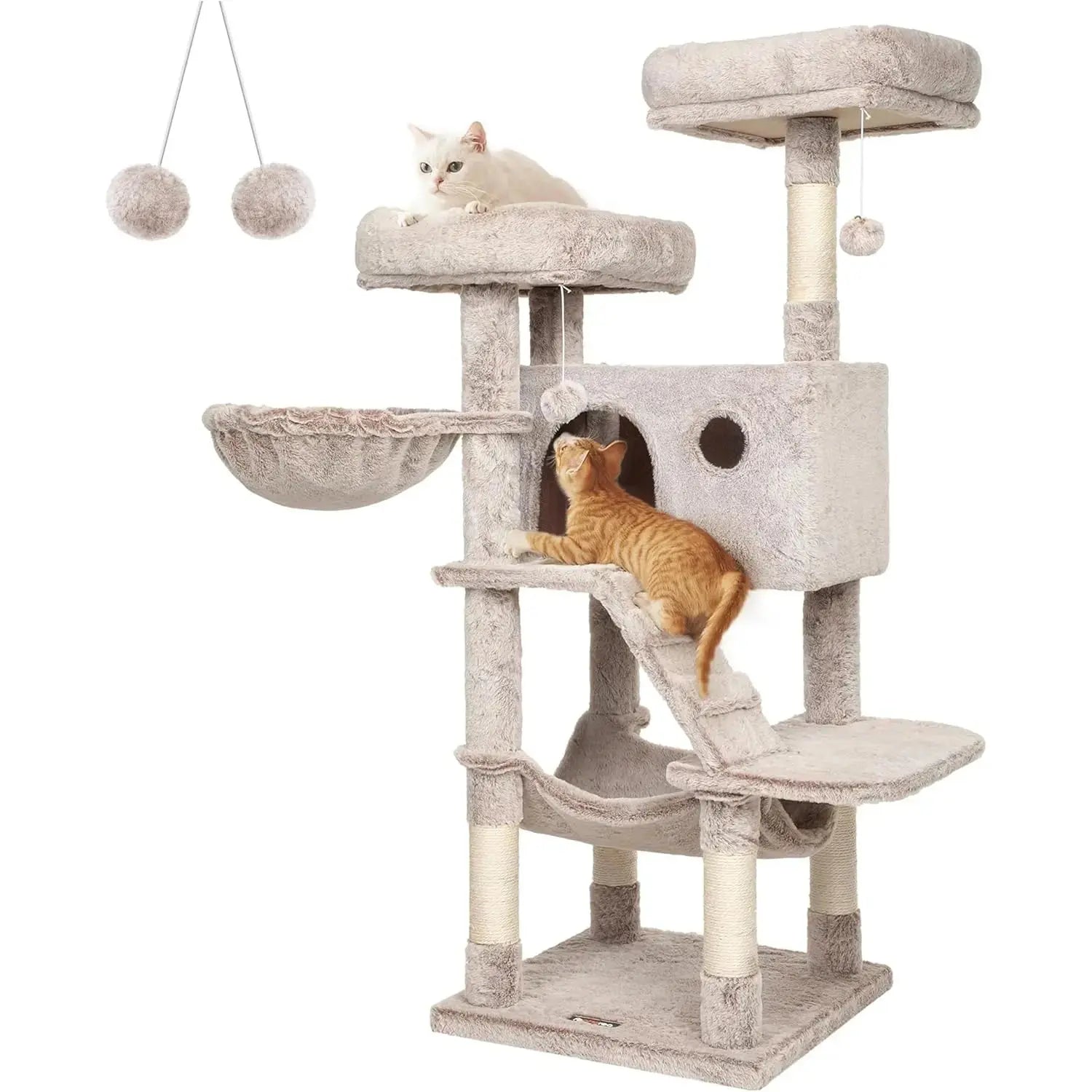 Kratzbaum gross für Katzen Ombré-Braun-Weiss von Songmics
