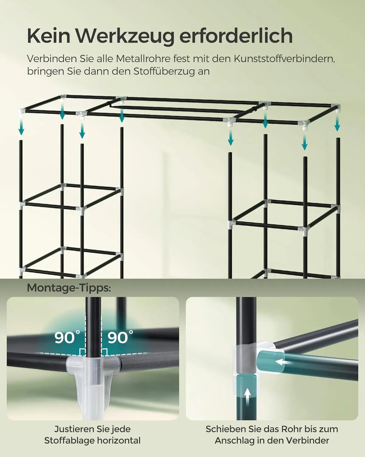 Kleiderschrank mit Ablagen und Stange Grau von Songmics