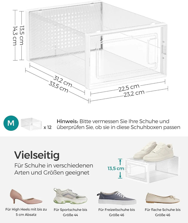 Schuhboxen Set stapelbar Kunststoff transparent-weiss von Songmics
