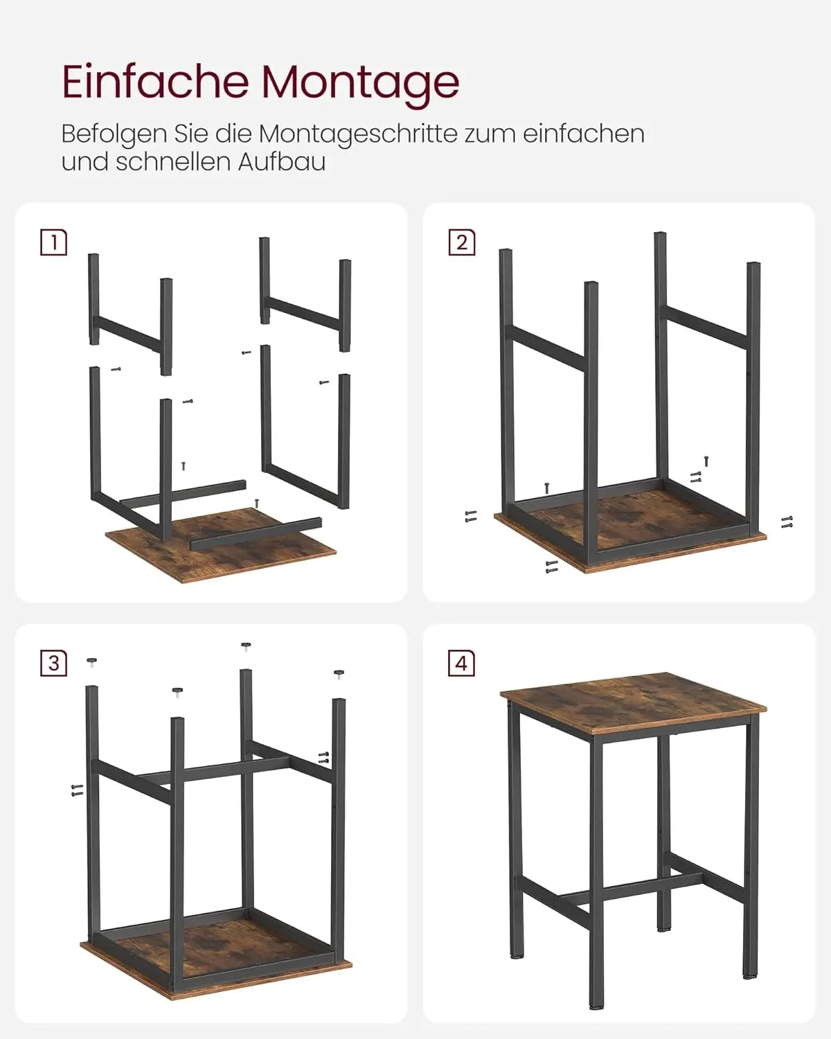 Bartisch quadratisch Industriestil rustikales Braun von guteszeug.ch