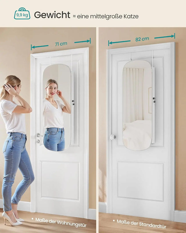 Schmuckschrank Spiegelschrank LED Beleuchtung abschliessbar Weiss von Songmics