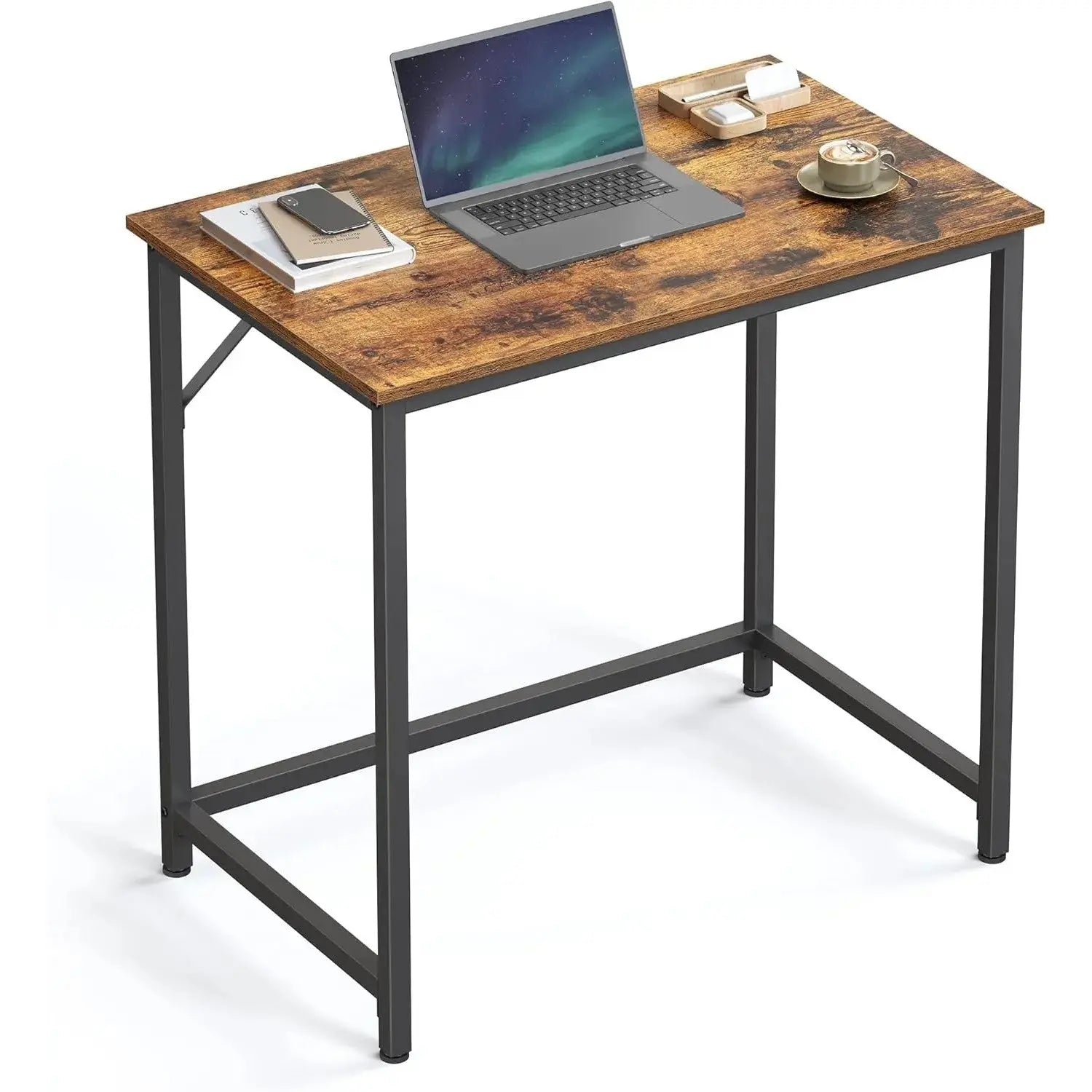 Computertisch Bürotisch Vintagebraun Tintenschwarz 80x50x76cm von Songmics