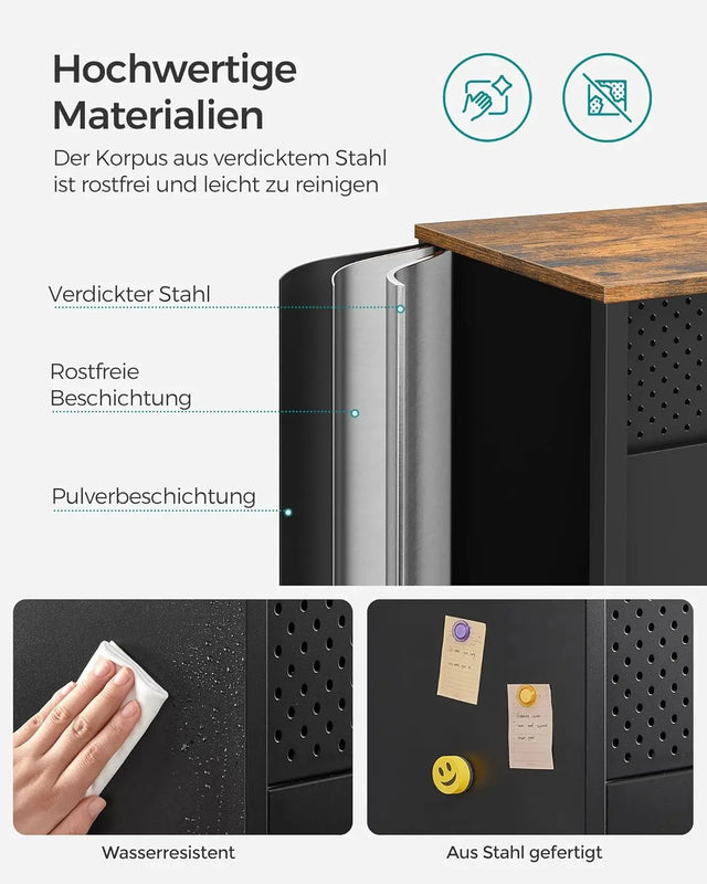 Aufbewahrungsschrank Metallschrank Doppeltür Verstellbar Vintagebraun von Songmics