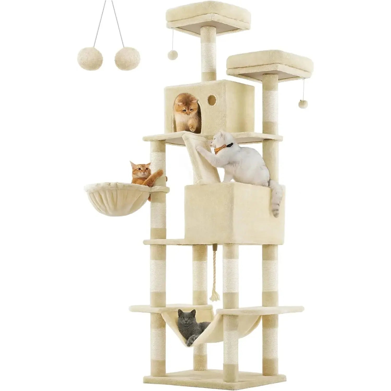 Kratzbaum XXL 206cm 13 Säulen Beige von Songmics