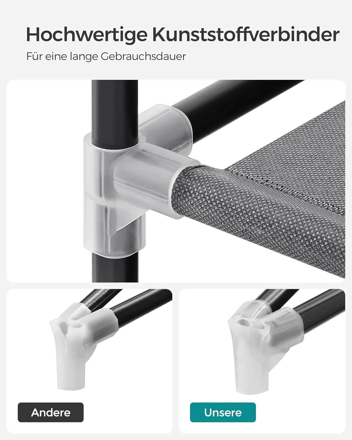 Stoffschrank 170cm grau 4 Hängefächer von Songmics