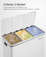 Mülleimer Küche Mülltrennsystem 3 Fächer Wolkenweiss von Songmics