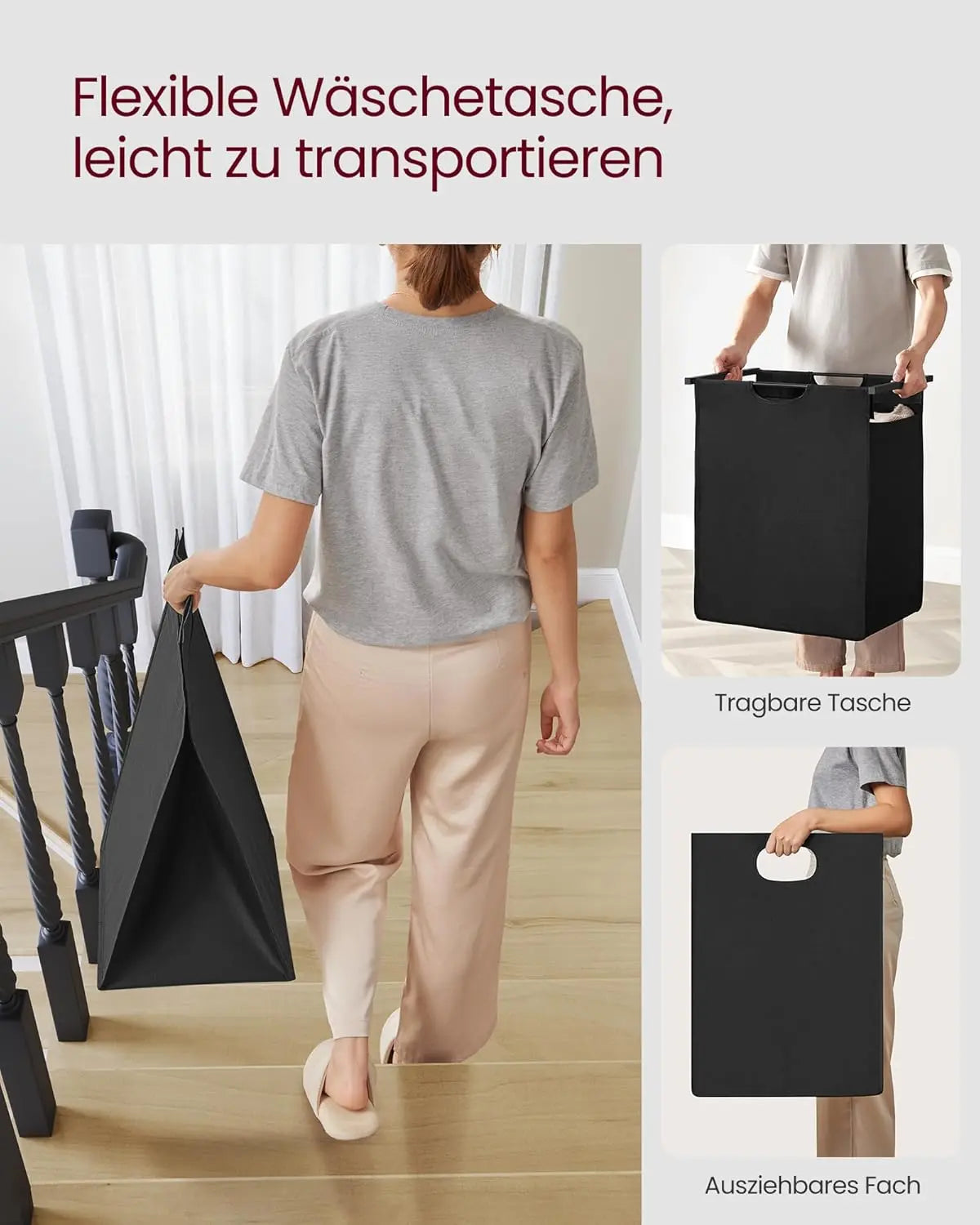 Wäschekorb mit Ablage, Vintage Braun von guteszeug.ch