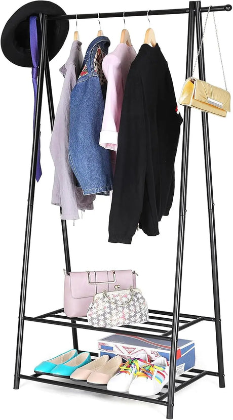 Kleiderständer mit Ablagen Metallgestell Schwarz von Songmics