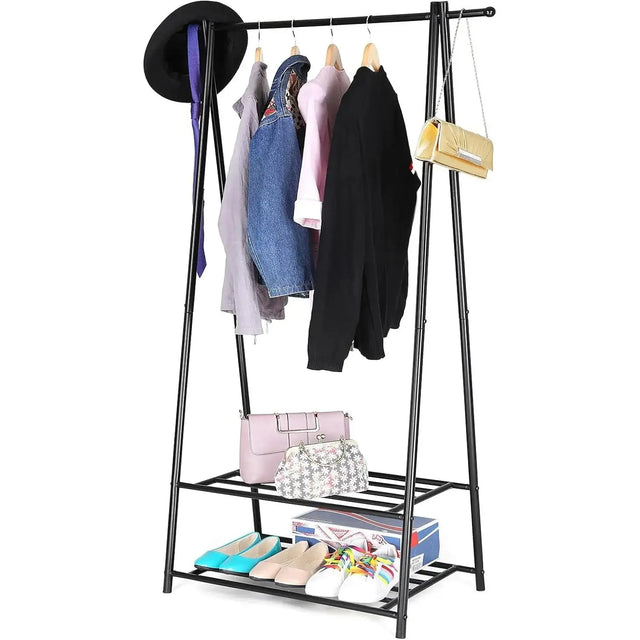 Kleiderständer mit Ablagen Metallgestell Schwarz von Songmics