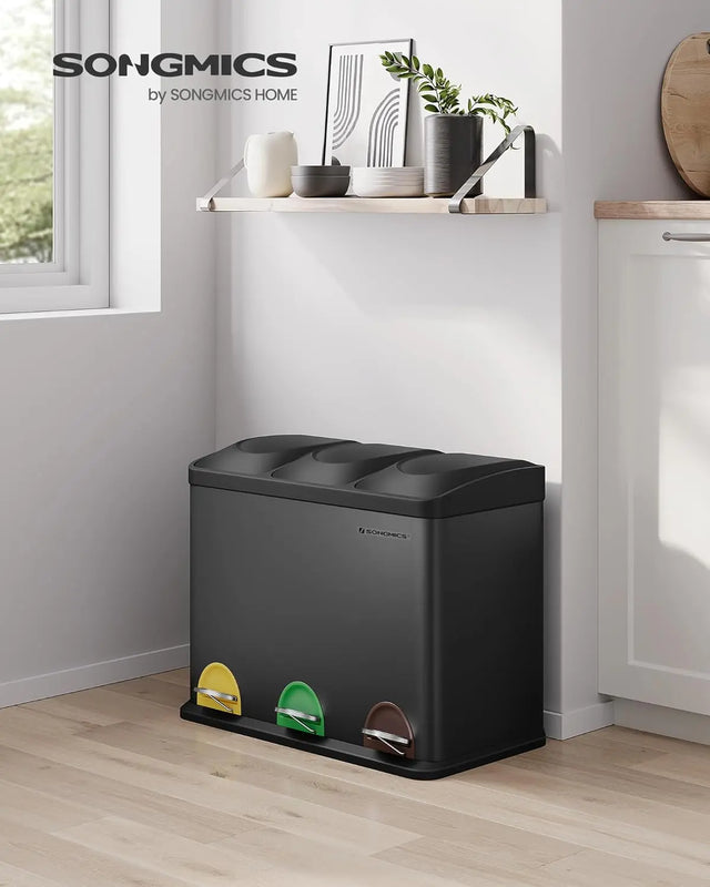 Mülleimer Küche 45L Treteimer Tintenschwarz von Songmics