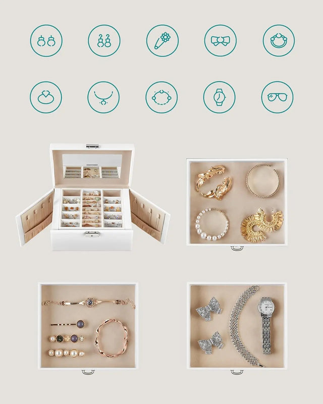 Schmuckkästchen mit Spiegel Schloss Wolkenweiss von Songmics